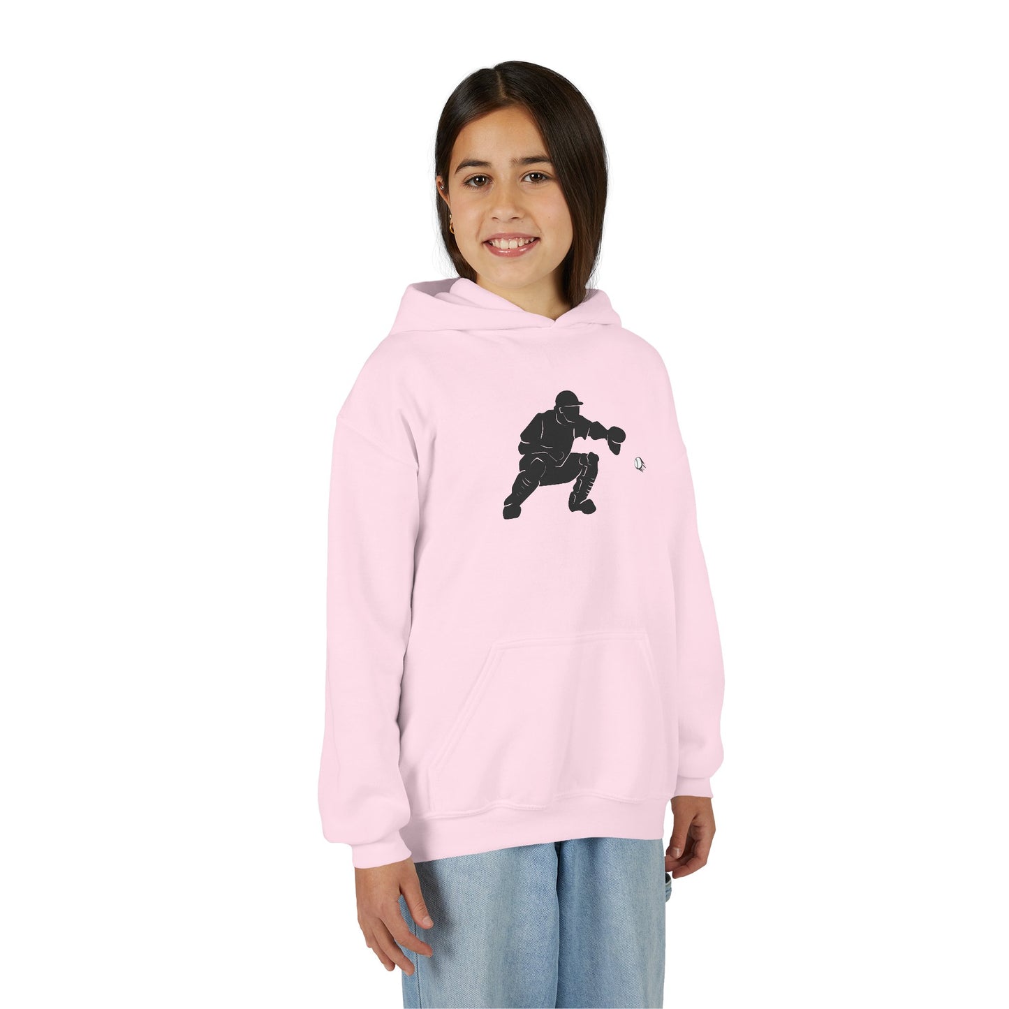 Youth Baseball Catcher Hoodie, Sporty Sweatshirt for Kids, Perfect Gift for Young Athletes, Team Spirit Gear, Sports Event Apparel