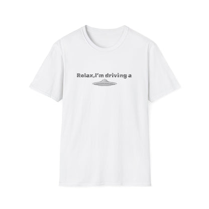 Black UFO T-shirt by Printify featuring a humorous alien graphic, perfect for sci-fi fans and casual wear.