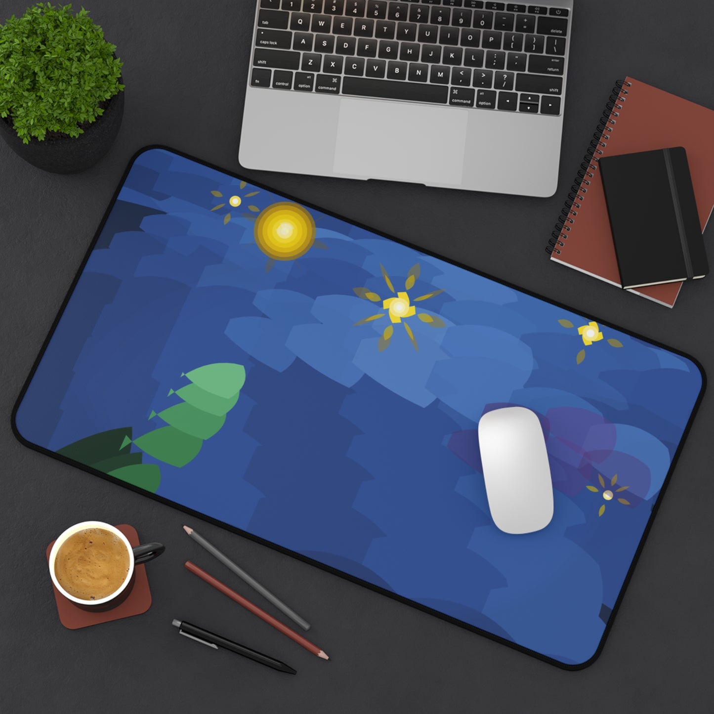 Starry Night Impasto Vortex Desk Mat | Van Gogh Style Brushstroke Design