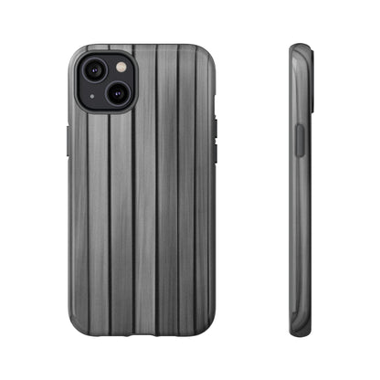 Ribbed metal texture phone case for iPhone, tough protective cover with durable design, by Printify.