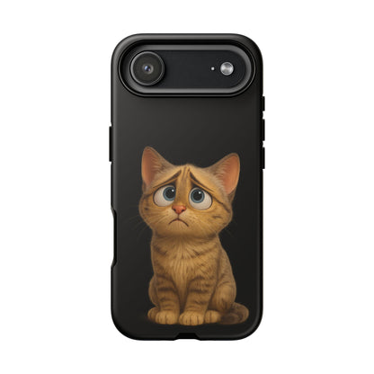 Cute sad kitty cat phone case for iPhone by Printify, featuring a protective design with a sad kitten illustration.