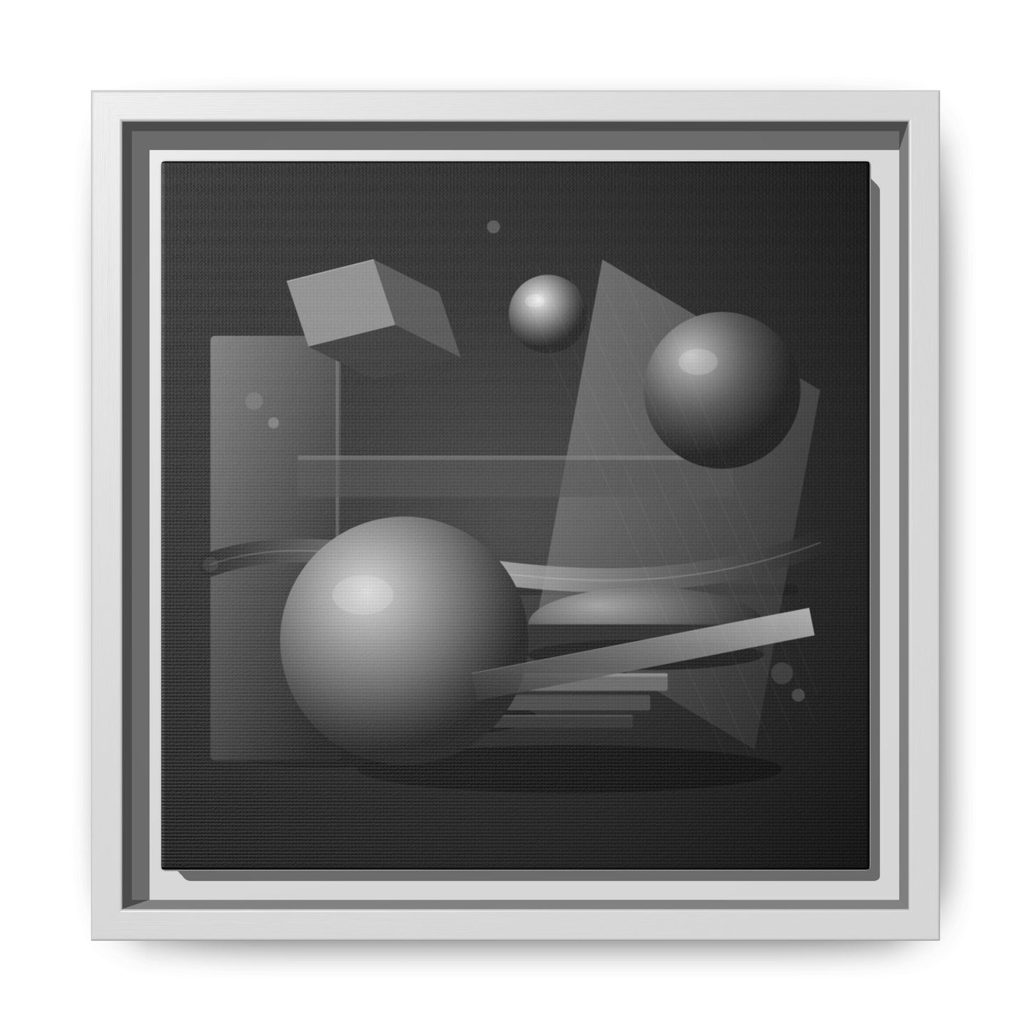 Monochrome Geometric Spheres Canvas Framed Wall Art | Matte Print
