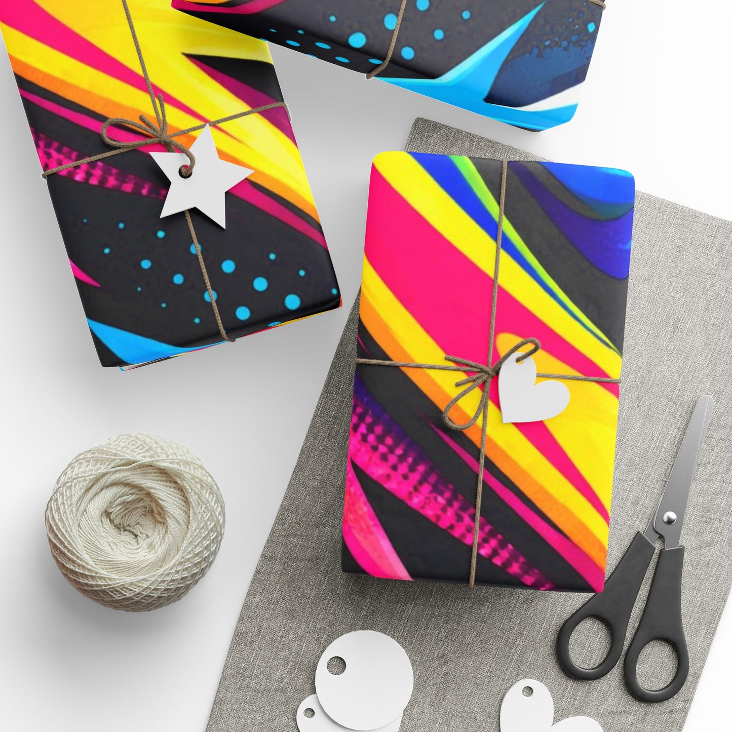 Vibrant Rainbow Swirl Wrapping Paper Roll — Abstract Colorful Gift Wrap
