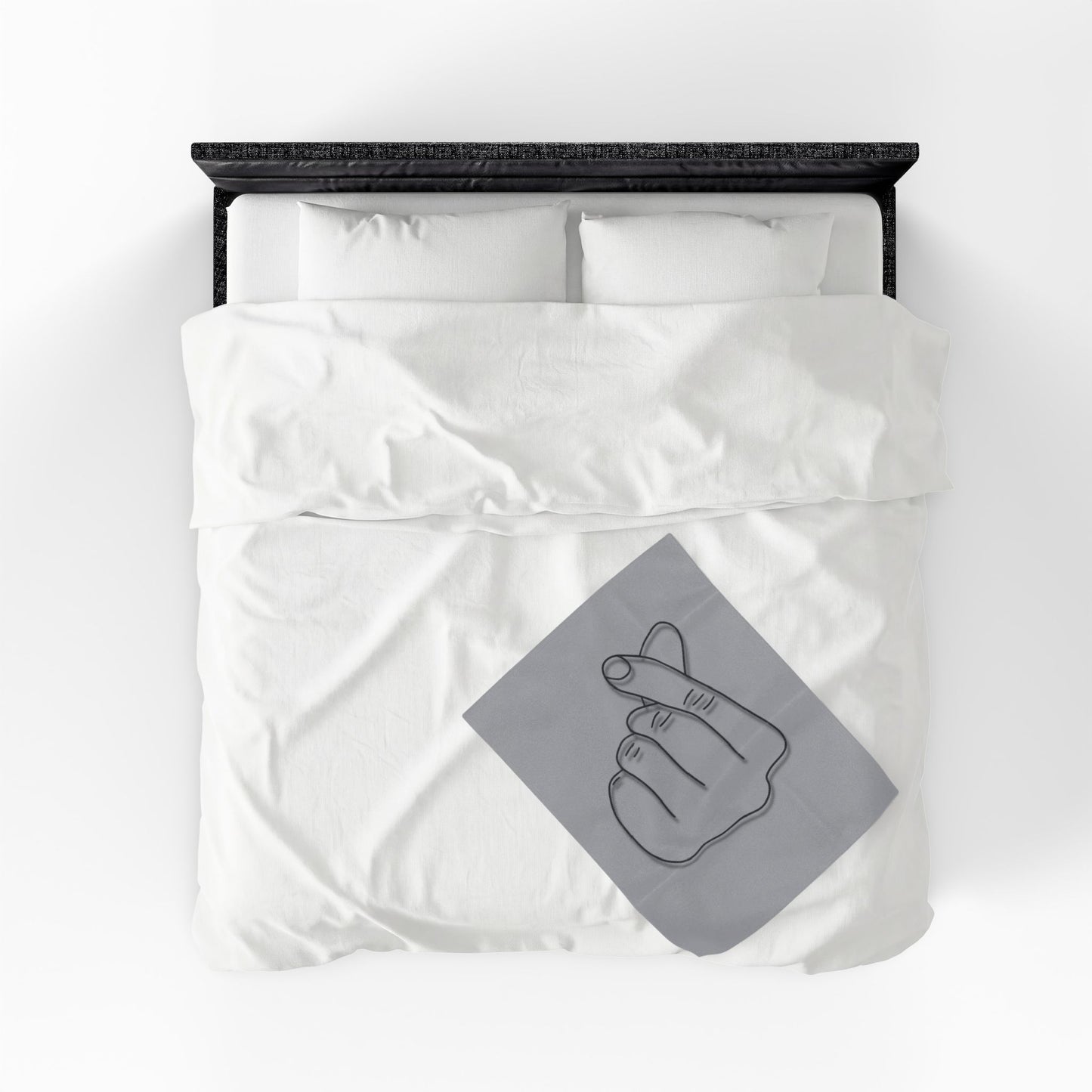 Velveteen plush blanket with heart gesture all-over print, cozy throw for home decor or gift-giving by Printify.
