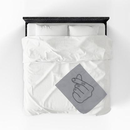 Velveteen plush blanket with heart gesture all-over print, cozy throw for home decor or gift-giving by Printify.