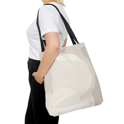 Neutral Abstract Circle Pattern Tote Bag | Minimal Beige AOP Canvas