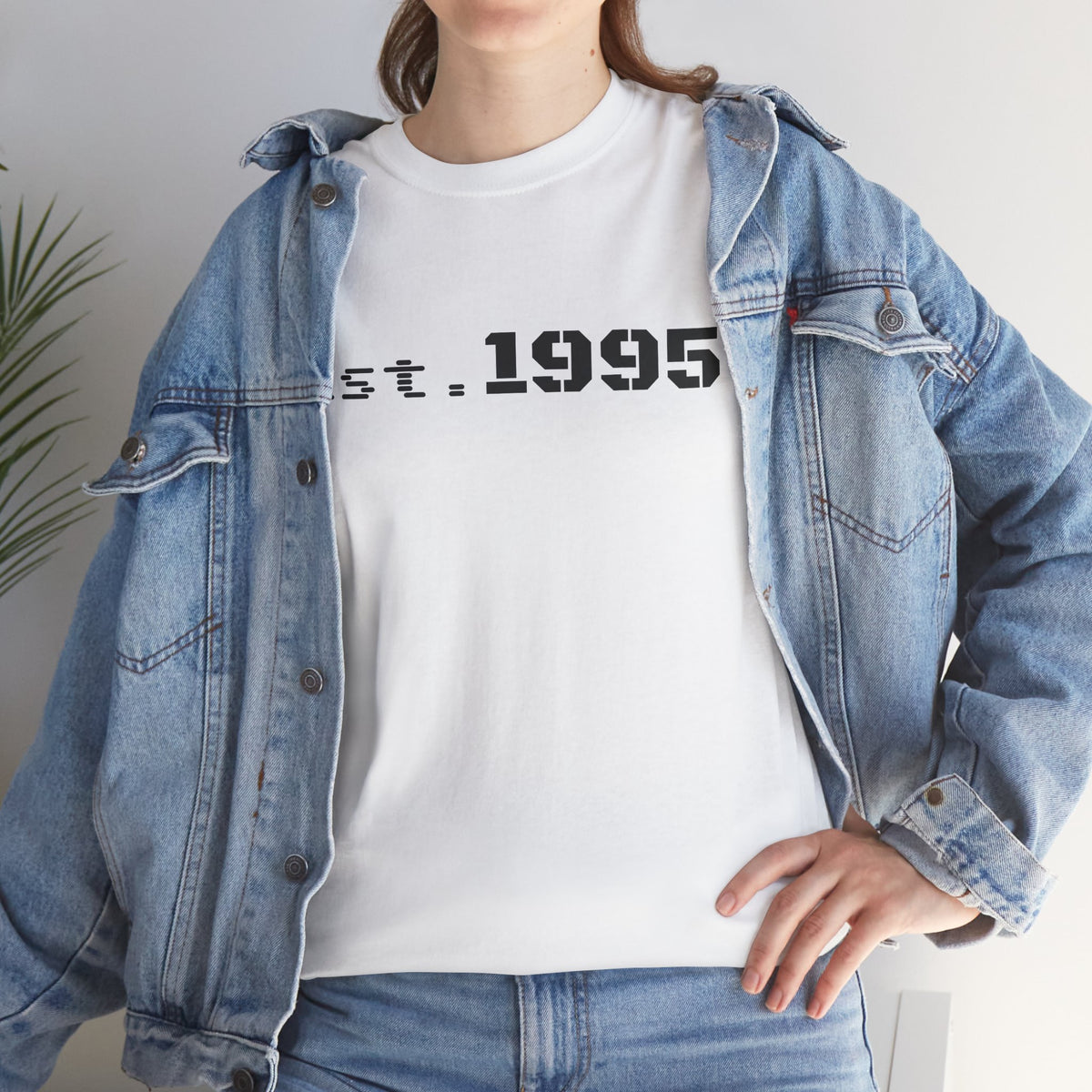 Vintage Est. 1995 T-shirt by Printify featuring minimalist design and "Born in 1995" birthday print on a casual tee