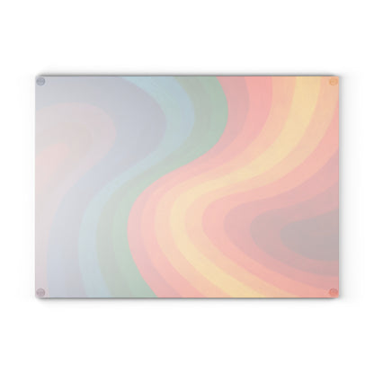 Glass Cutting Board — Retro Rainbow Wave Tempered Glass Chopping Board