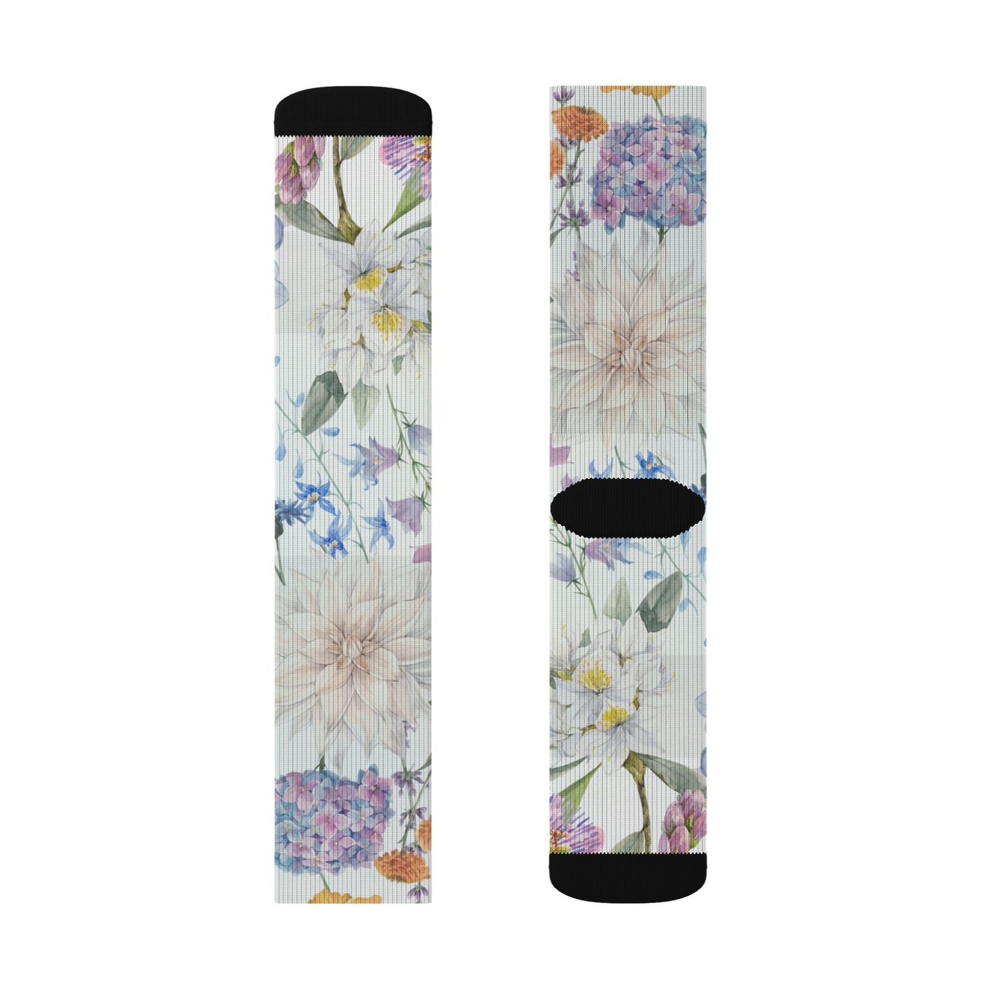Watercolor Wildflower Socks | Floral Crew Socks, Pastel Garden Print
