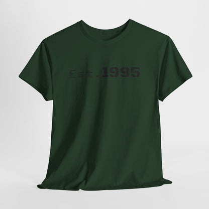 Vintage minimalist Est. 1995 T-shirt by Printify featuring a simple birthday design on a casual cotton tee.