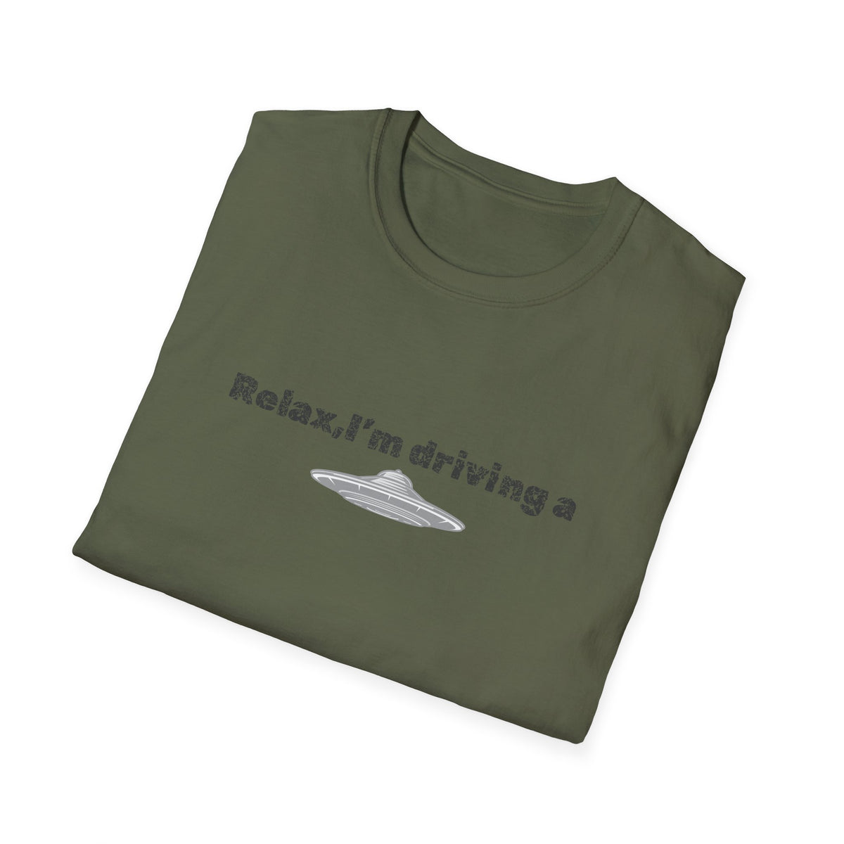 Funny alien graphic T-shirt featuring a UFO design, perfect for sci-fi fans, by Printify.