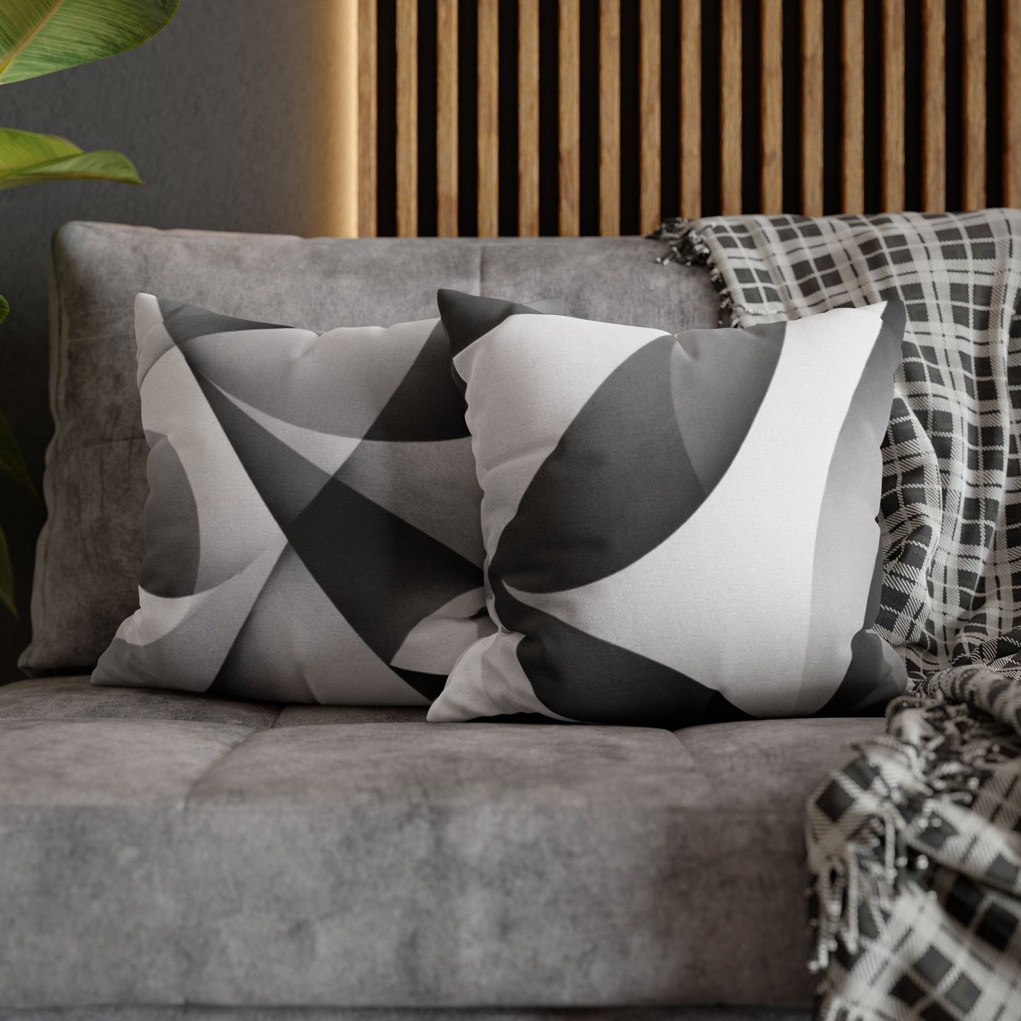 Abstract Black White Wave Pillowcase | Square Pillow
