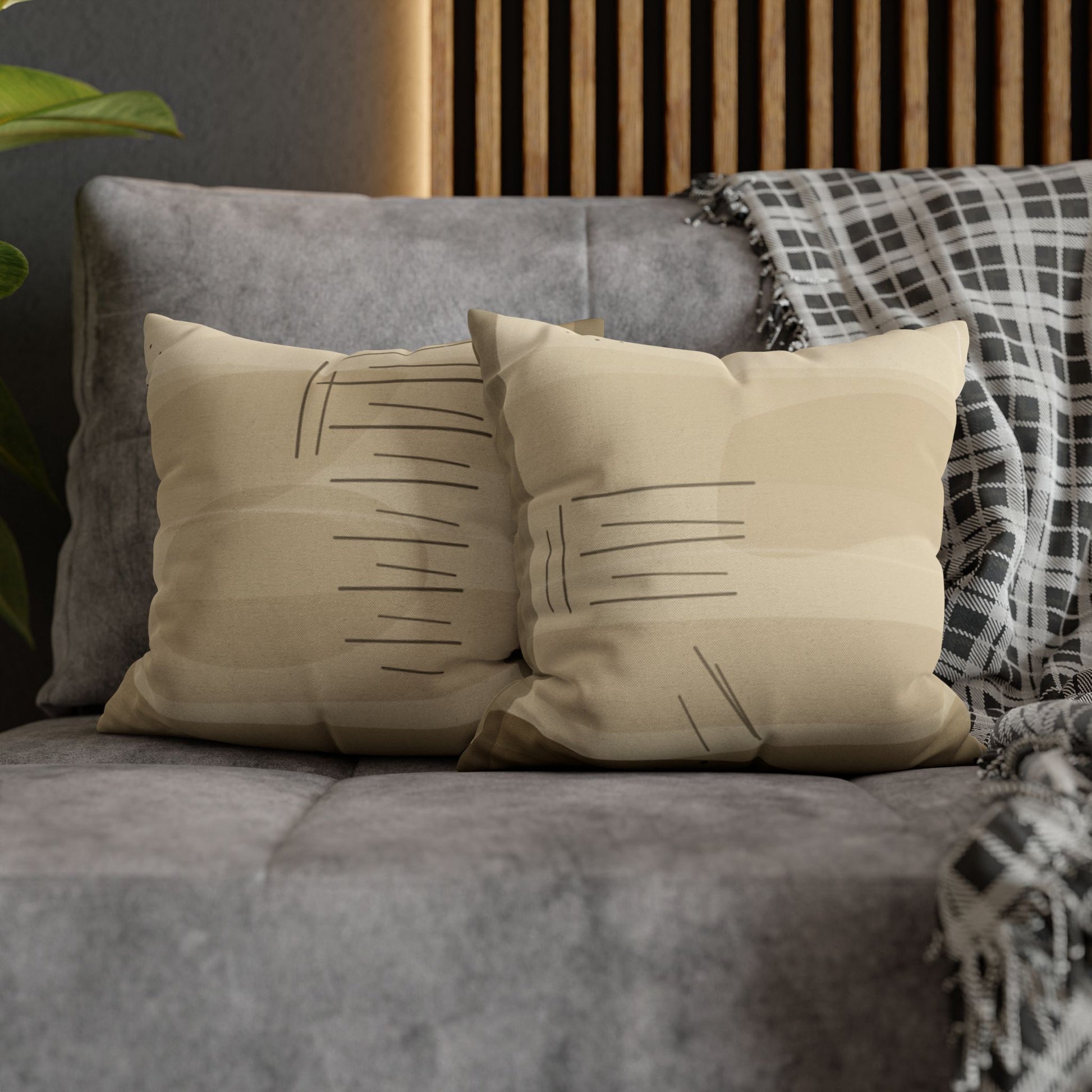 Neutral Abstract Brushstroke Pillowcase | Square Decorative Pillowcase - TRV