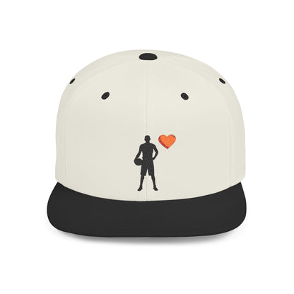Sporty Love Flat Bill Snapback Hat – Adjustable Cap for Athletes, Casual Wear, Gifts for Sports Fans, Basketball Enthusiasts, Unique - TRV