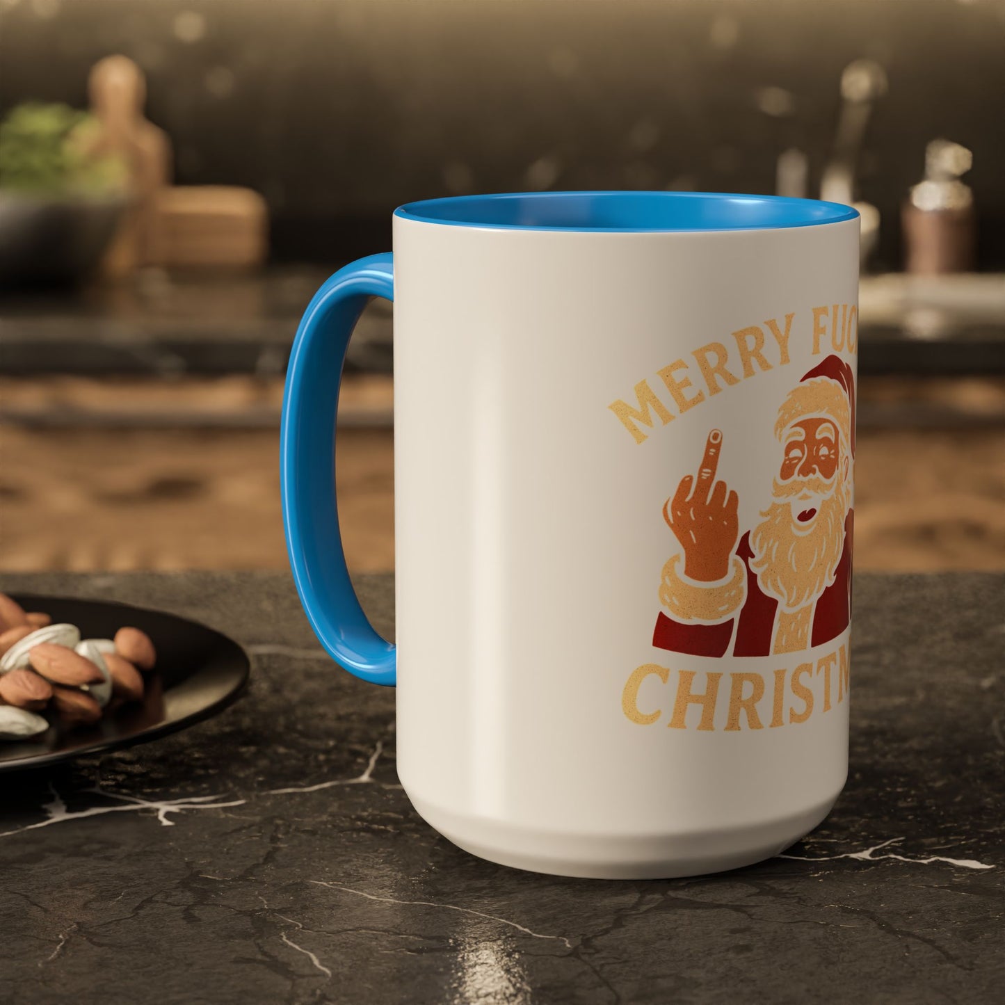 Merry Fucking Christmas Mug — Funny Santa Middle Finger Coffee Cup (11oz & 15oz)