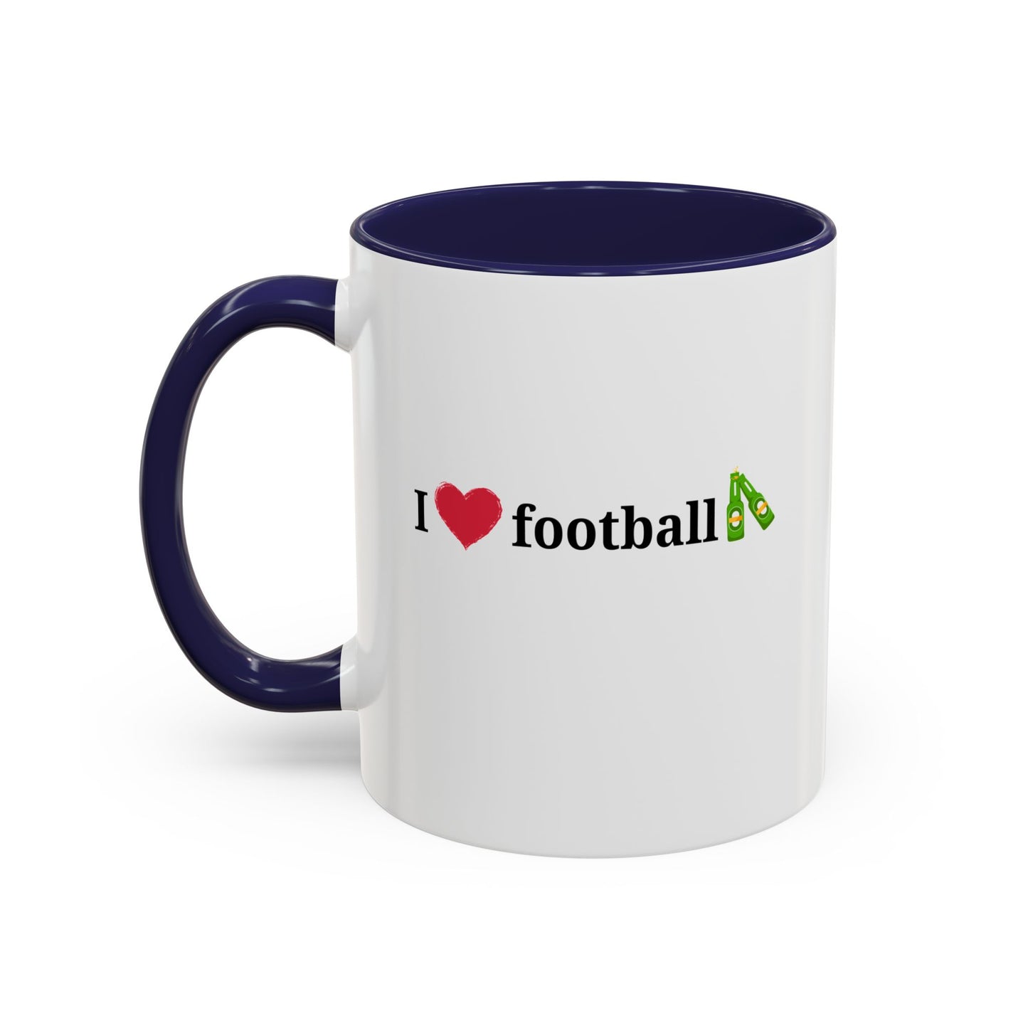 I Love Football Accent Coffee Mug, Perfect Gift for Sports Lovers, Football Enthusiasts, Unique Mug for Game Days, Home or Office Decor - TRV