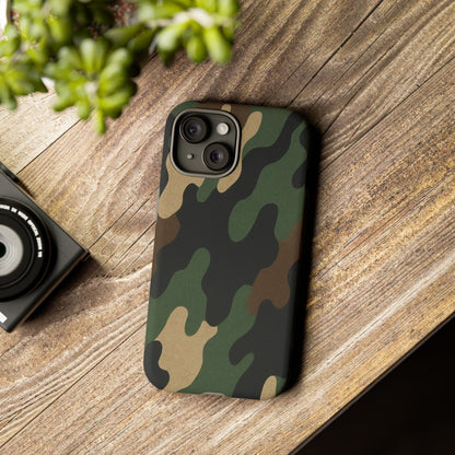 Military green Printify Camo Tough phone case with rugged design and protective features for smartphones.