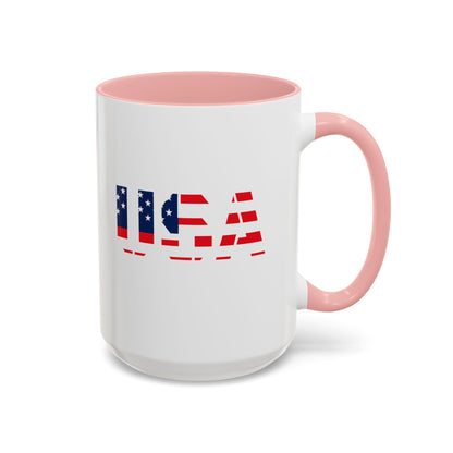 USA Flag Accent Coffee Mug — Patriotic 11/15oz Ceramic Coffee Cup
