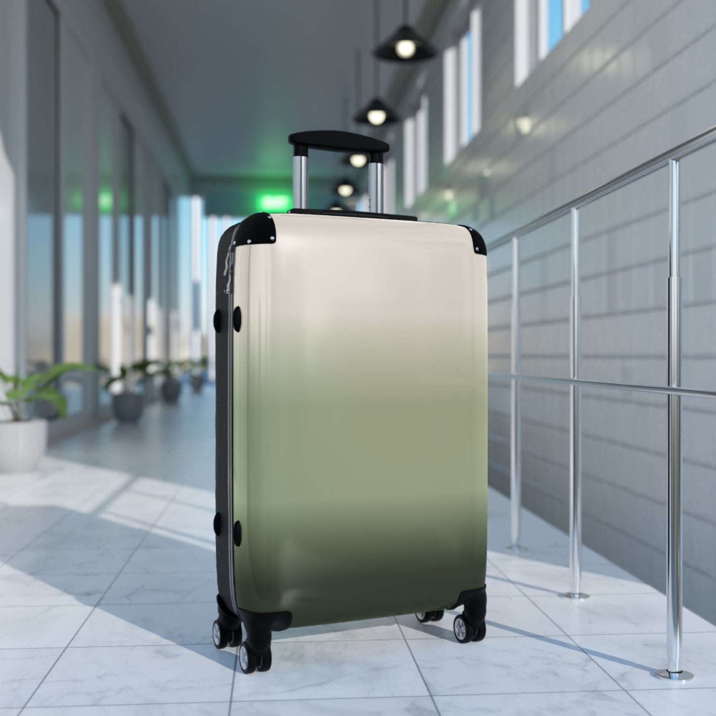 Gradient Green Carry-On Suitcase — Ombre Travel Luggage