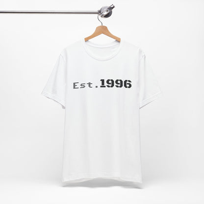 Vintage Est. 1996 T-shirt by Printify featuring a retro design, perfect as a birth year birthday gift.