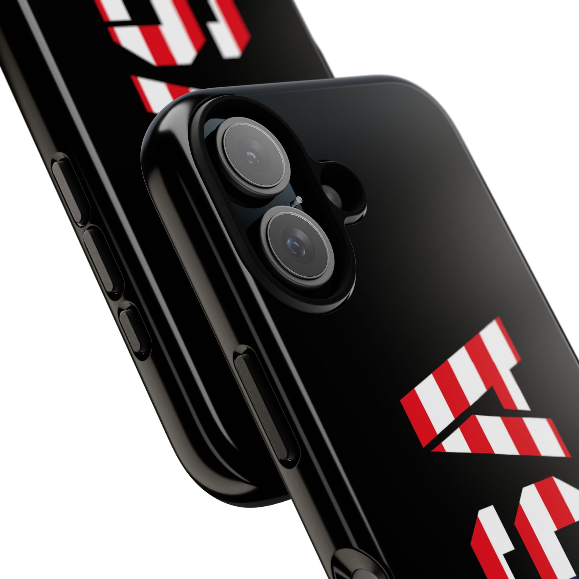 USA patriotic American flag tough phone case with bold red, white, and blue stripes for iPhone or Android devices.