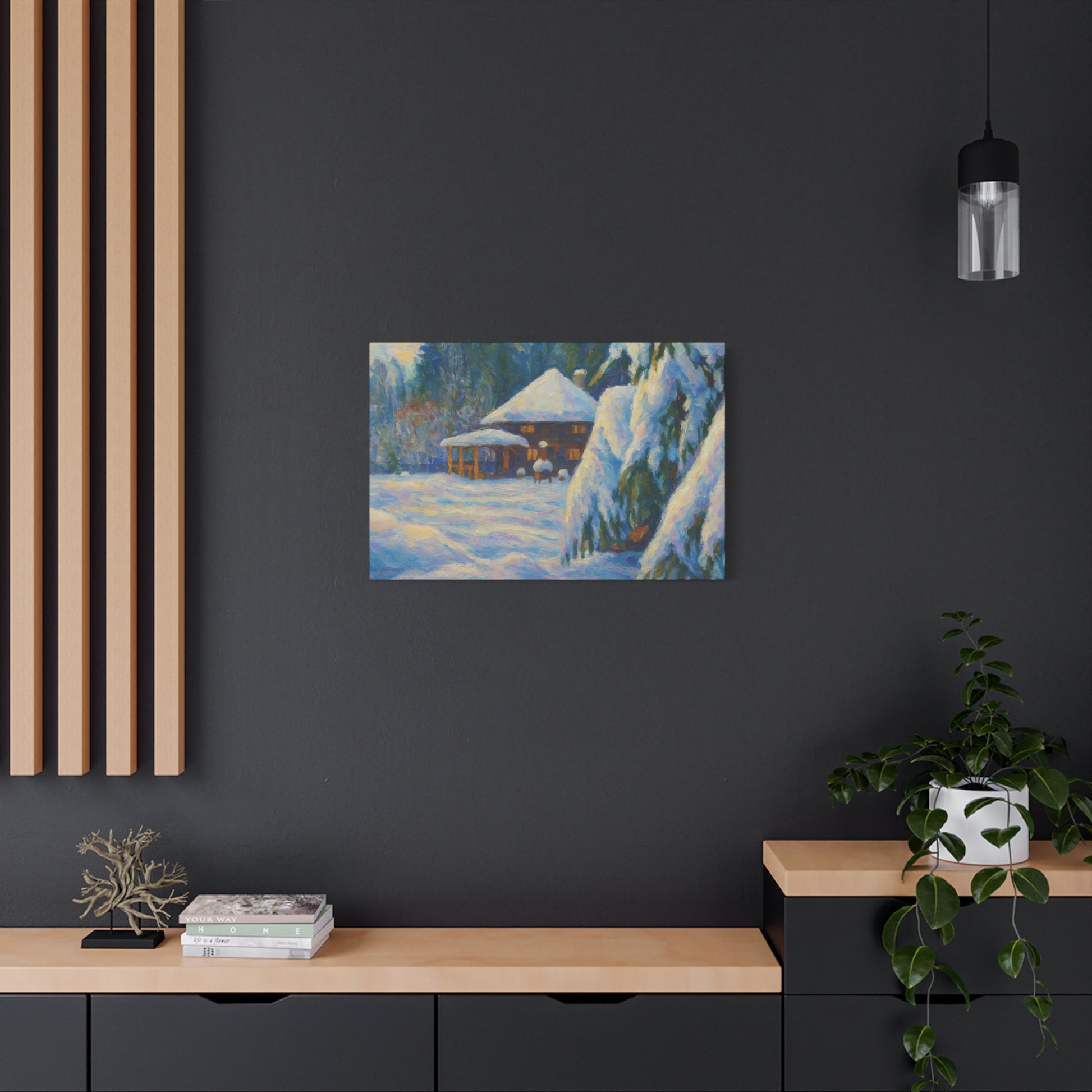 Winter Landscape Canvas Wall Art, Cozy Home Decor, Christmas Gift, Seasonal Artwork, Impressionist Style - TRV