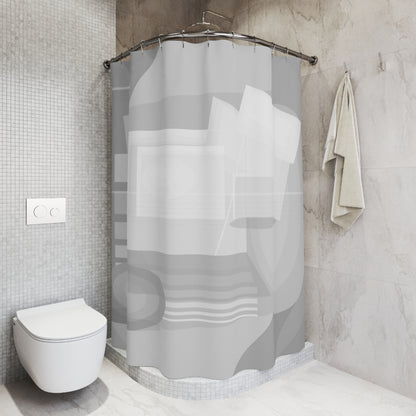 Abstract Geometric Gray Pattern Shower Curtain | Minimal Bathroom Decor