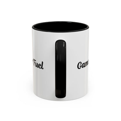 Printify Gamer Fuel coffee mug, 11oz accent mug with gamer-themed design, ceramic, perfect for gaming enthusiasts.