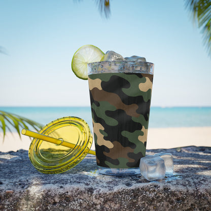 Stylish Camo Tumbler, 16oz Cup with Straw, Perfect for Outdoor Adventures, Gifts for Him, Travel Mug, Eco-friendly Drinkware, Camping