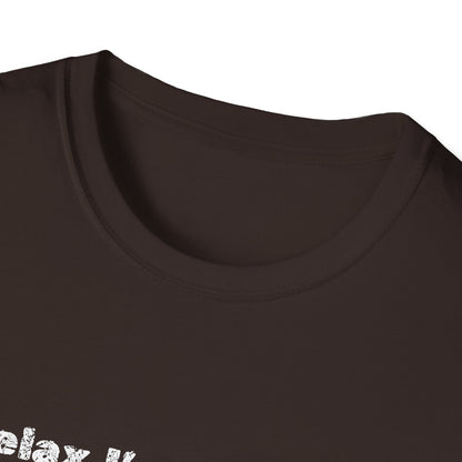 Pink heart graphic on a Relax, I’m a Truck Driver T-Shirt by Printify, featuring humorous trucker slogan on casual tee.