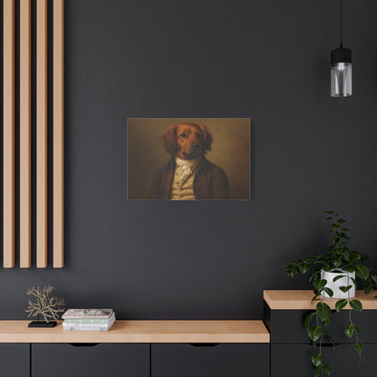 Regal dog portrait canvas print by Printify, featuring a detailed matte canvas with a noble dog image.