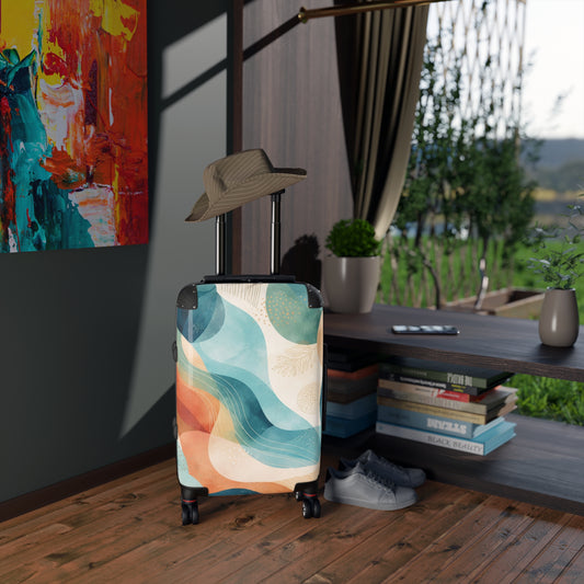 Printify Autumn Mist Forest suitcase, scenic fall travel luggage with autumn leaf design, durable travel bag for fall trips.