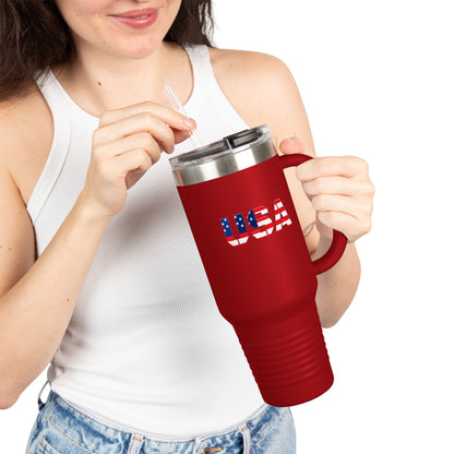 USA design 40oz insulated stainless steel travel mug with handle - view 4