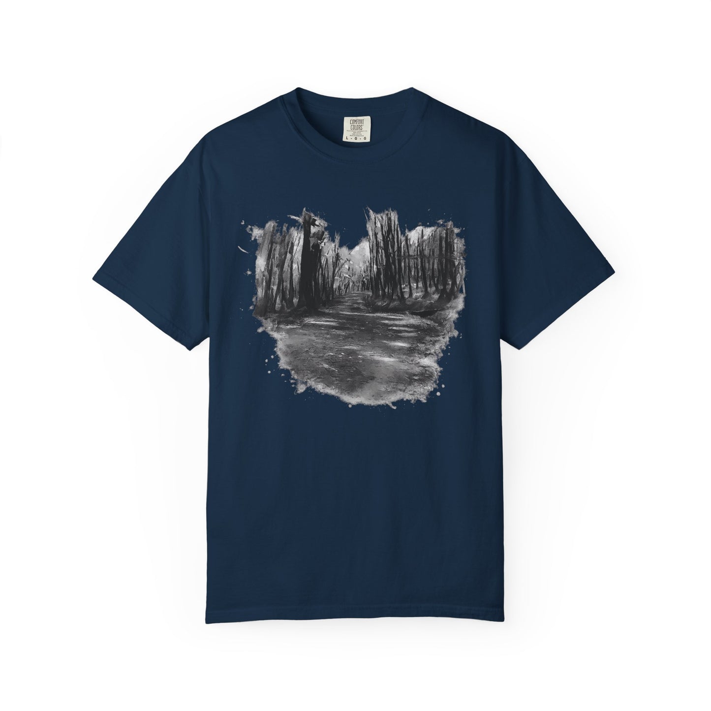 Artistic Forest Scene T-shirt | Nature Lover Gift, Outdoor Adventure Tee, Eco-Friendly Fashion, Vintage Inspired Clothing, Unisex Gift - TRV