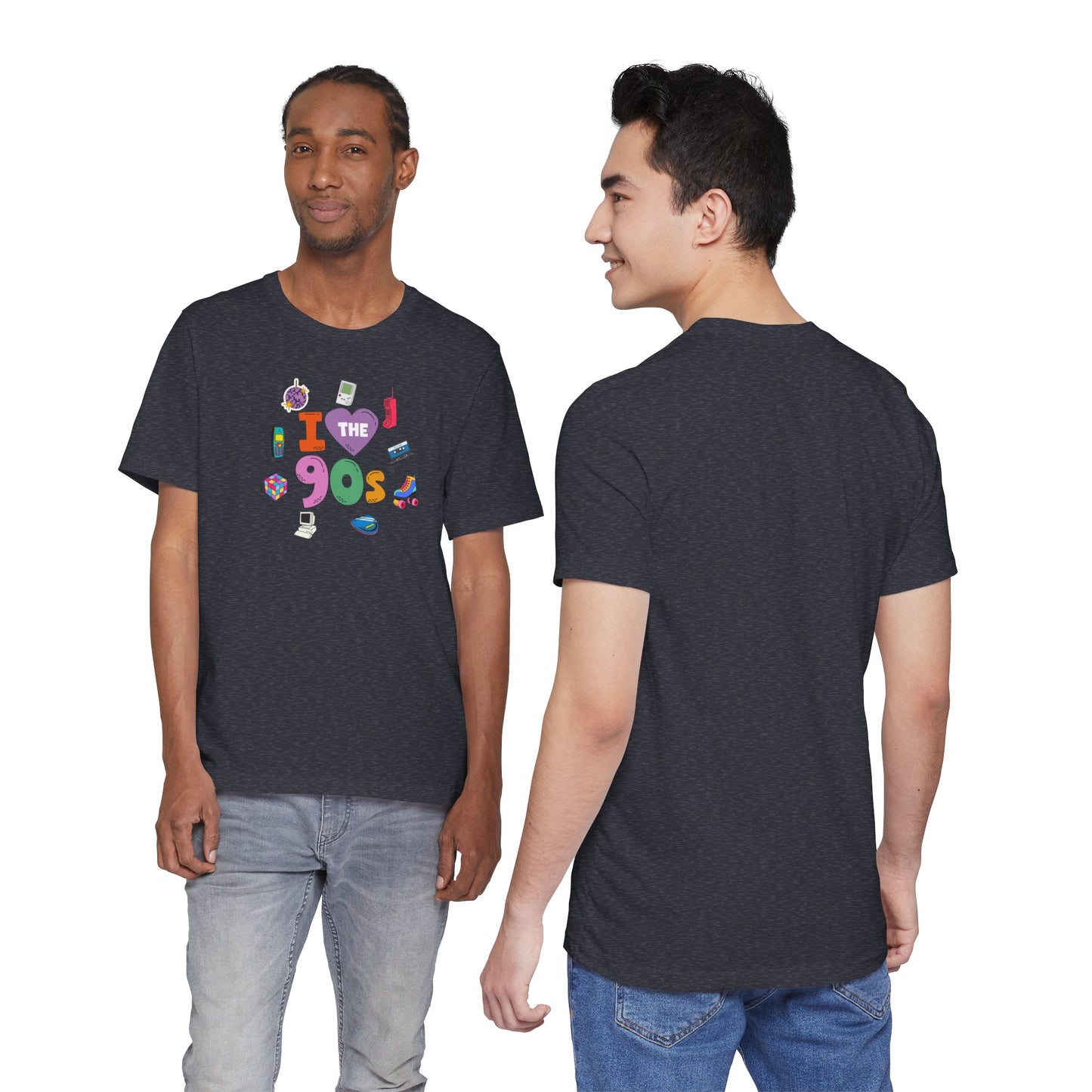 I  Love the 90's Short Sleeve Tee - Retro Graphic Tee, Vintage Style Shirt, Perfect for Casual Outings, 90s Nostalgia Apparel