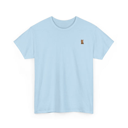 Cute brown kitten graphic T-shirt for cat lovers, featuring a cozy design on a comfortable Printify T-shirt.