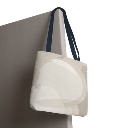 Neutral Abstract Circle Pattern Tote Bag | Minimal Beige AOP Canvas