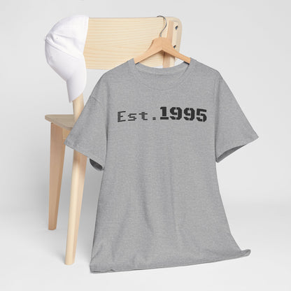 Unisex Heavy Cotton Tee - Est. 1995, Vintage Birthday Gift, Customizable Tee, Retro Unisex Shirt, Casual Everyday Wear