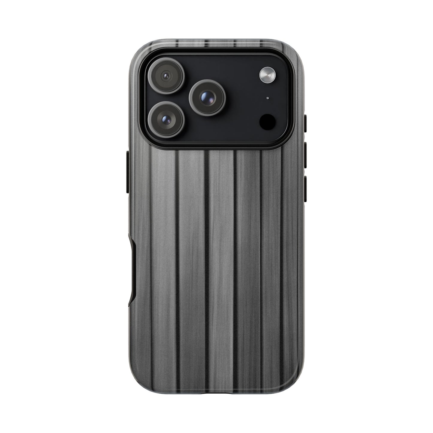 Ribbed metal texture iPhone phone case by Printify, tough protective cover with durable metal-style design.