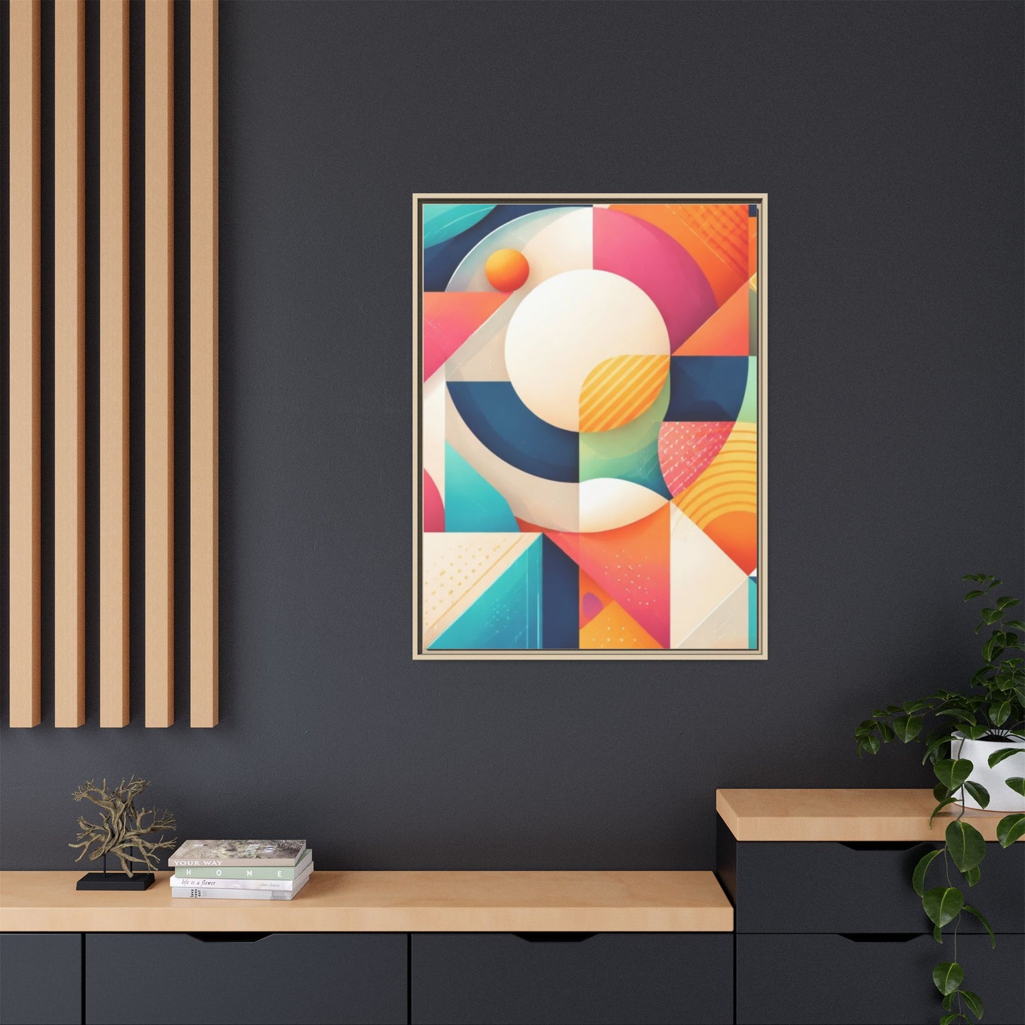 Colorful Geometric Abstract Art Matte Canvas Framed