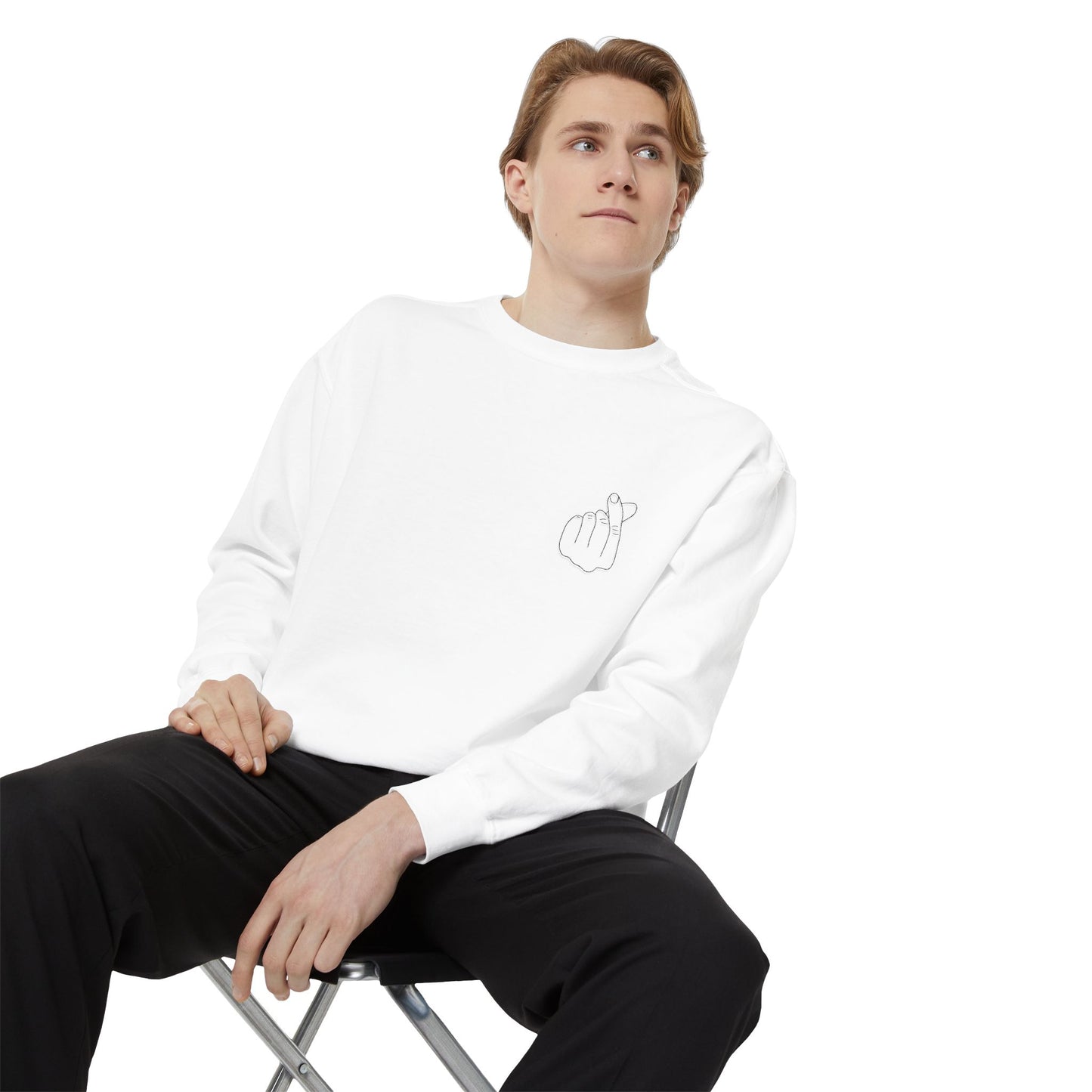 Minimalist Unisex Sweatshirt with Hand Design - Cozy & Stylish