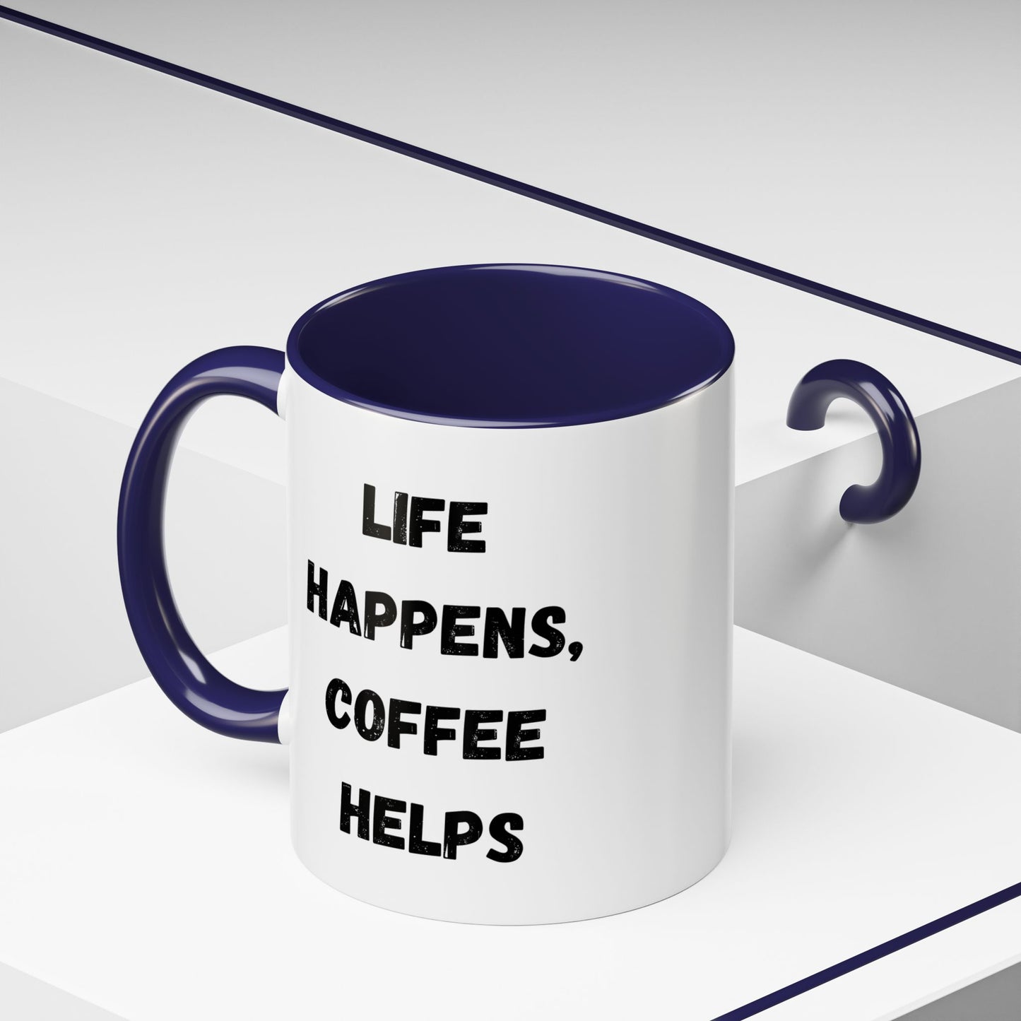 Life Happens Coffee Mug - Inspirational Coffee Cup, Gift for Coffee Lovers, Motivational Mug, Black Accent Mug, Coffee Humor