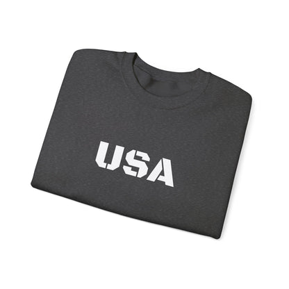 Printify USA crewneck sweatshirt featuring patriotic design, cozy fit, perfect for all seasons, casual wear, and patriotic gift.