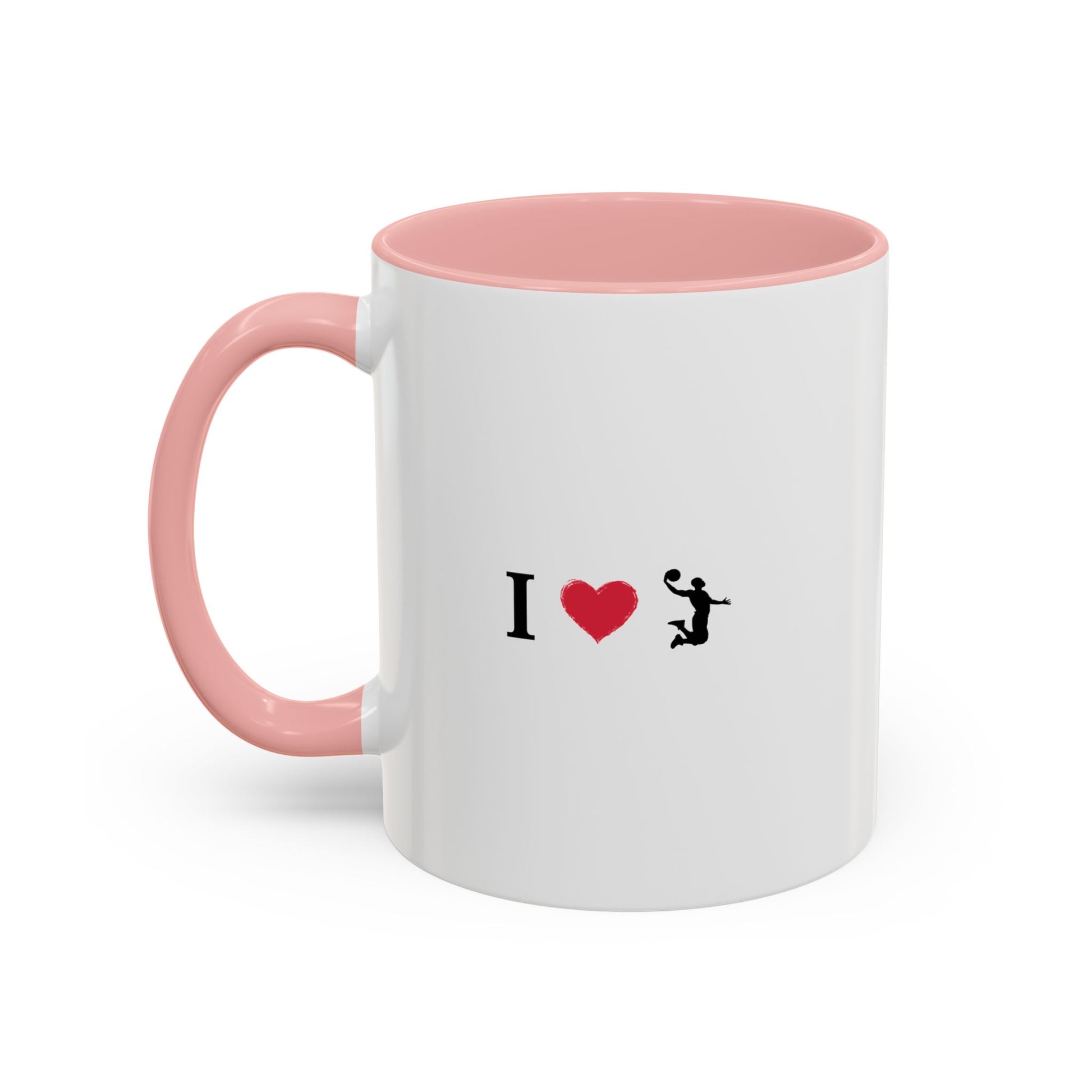 I Love Basketball Coffee Ceramic Mug, Cute Coffee Lover Gift, Personalized Mug for Fun, Black Accent Mug for Birthdays, Holidays, Office - TRV