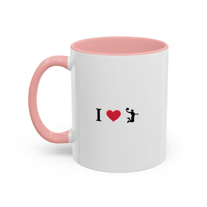 I Love Basketball Coffee Ceramic Mug, Cute Coffee Lover Gift, Personalized Mug for Fun, Black Accent Mug for Birthdays, Holidays, Office - TRV