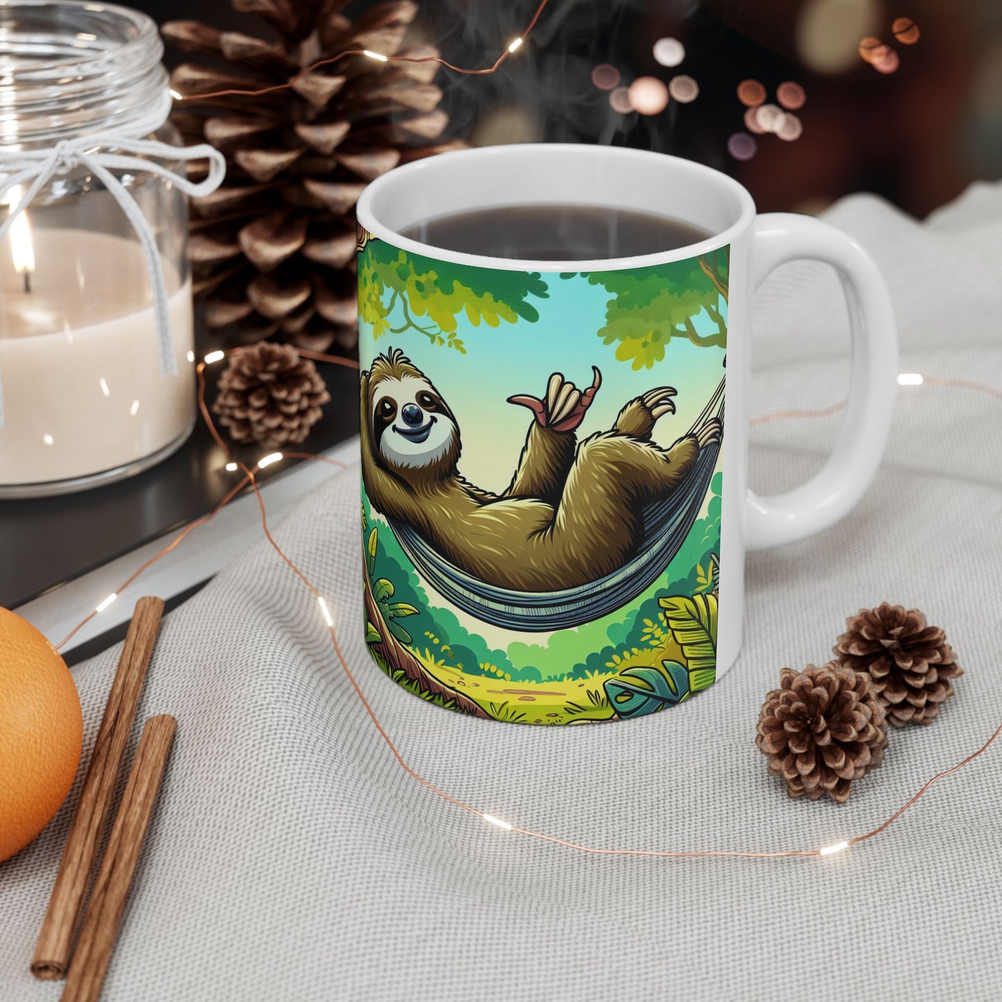 Sloth Lovers Ceramic Mug - Cute Jungle Coffee Cup, Gift for Nature Lovers, Relaxation Mug, Birthday Present, Unique Kitchenware