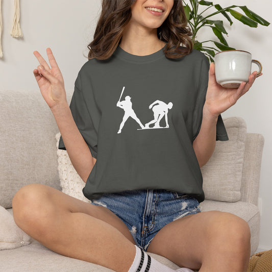 Funny vintage-style baseball graphic T-shirt by Printify featuring a humorous sports design for baseball fans.