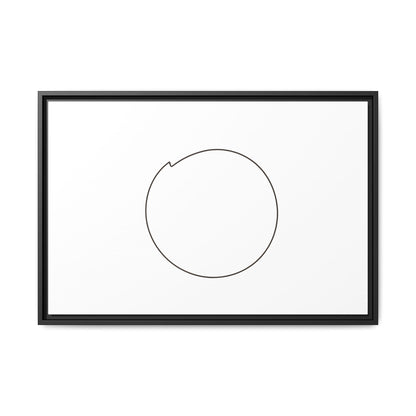 Framed matte canvas wall art featuring a minimal circular line design, ideal for modern home decor by Printify