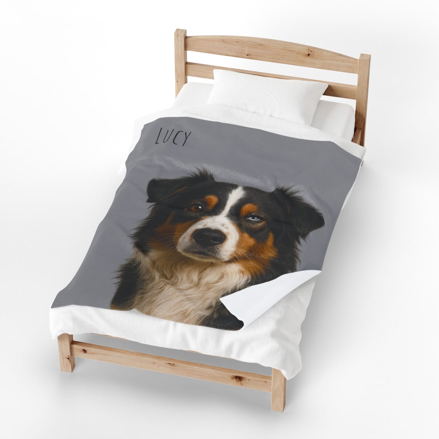 Personalized Aussie Dog Portrait Blanket | Velveteen Plush Blanket