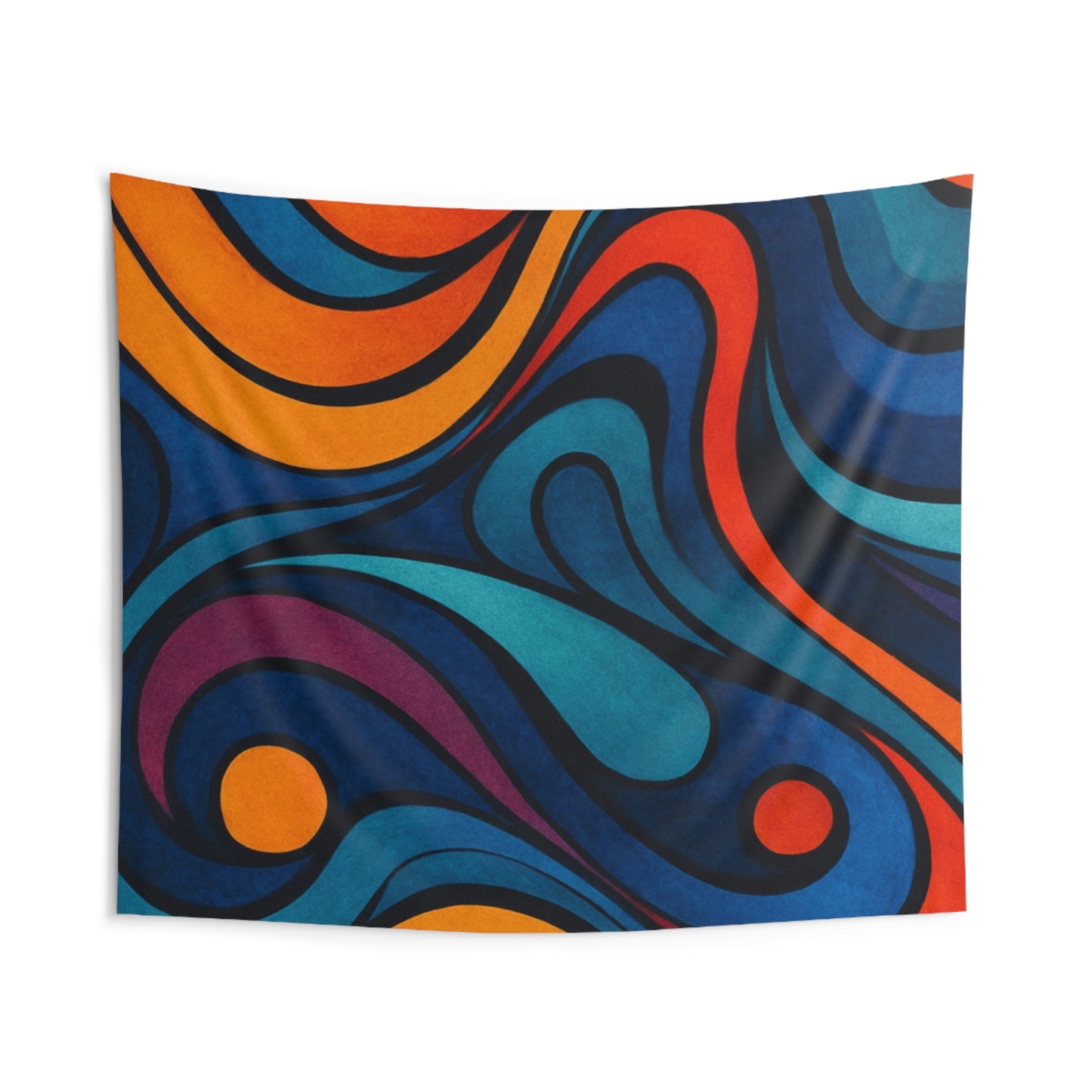 Abstract Retro Swirl Wall Tapestry — Vibrant Boho Psychedelic Home Decor